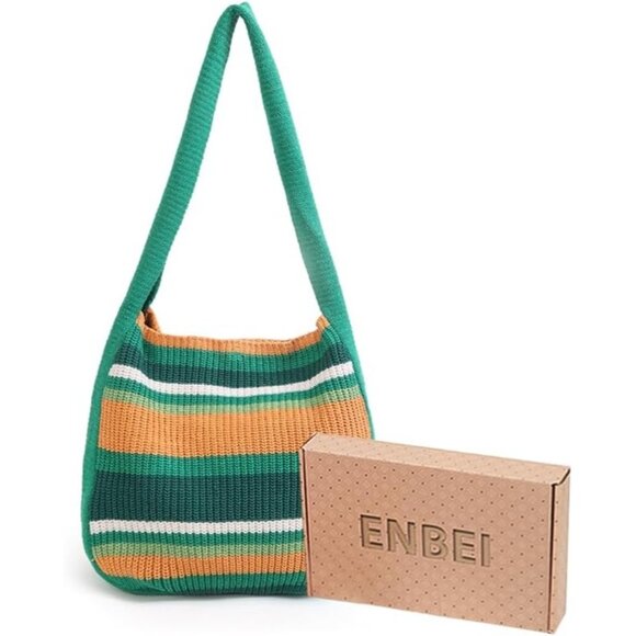 Women's Green-A Shoulder Handbags Crocheted Bags Large Knit Bag Tote Bag - Picture 3 of 9